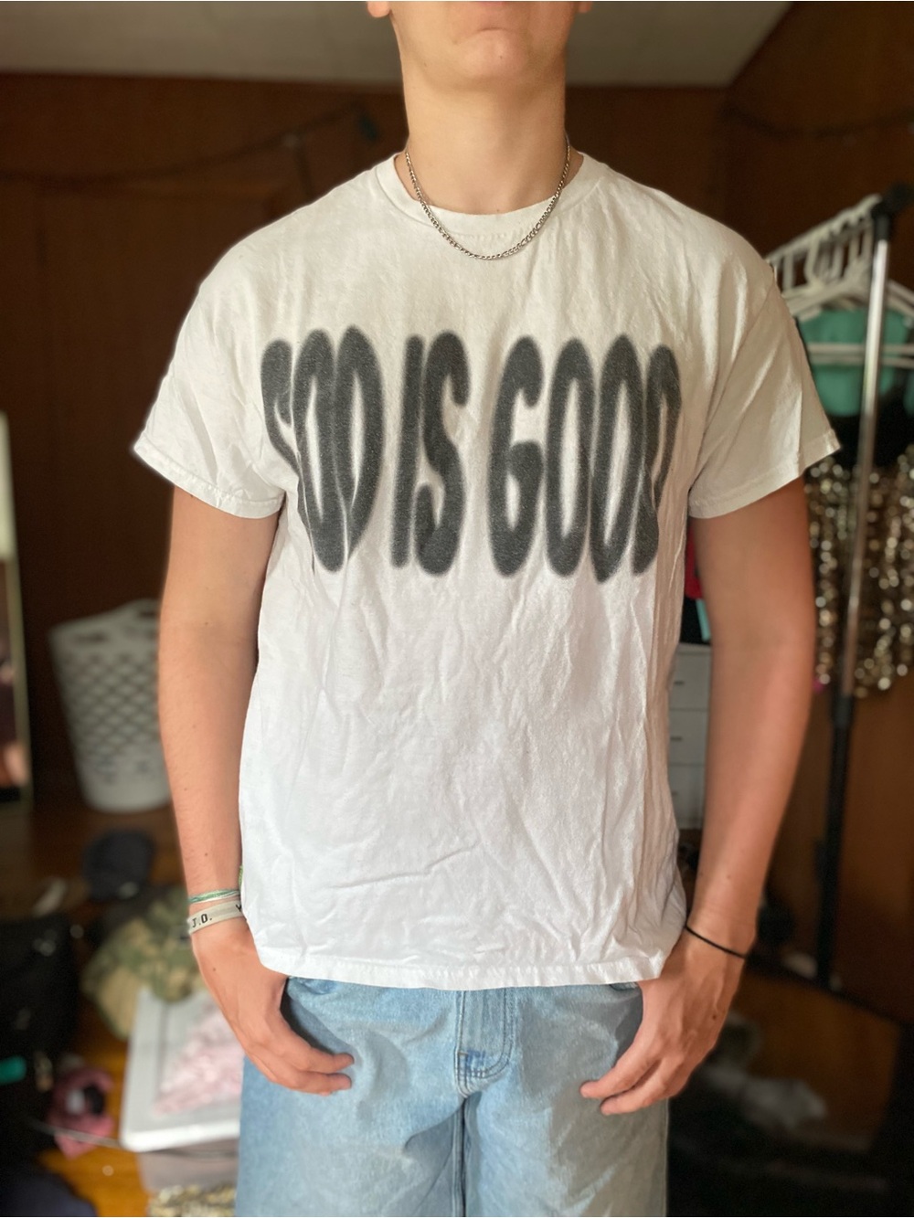White 'God Is Good' Graphic Tee - Unbranded